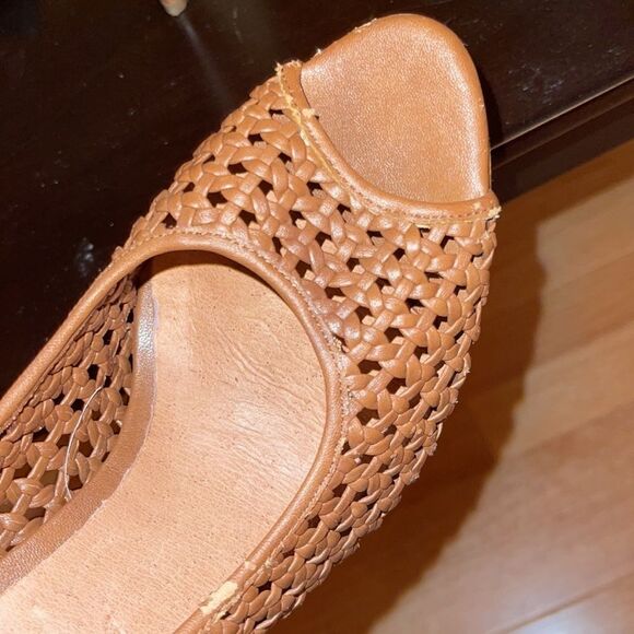 Brown Weaved Peep Toe Stilettos - Picture 9 of 9